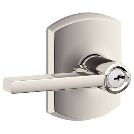 A large image of the Schlage F51-LAT-GRW Polished Nickel