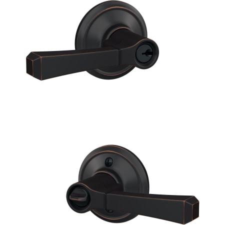 A large image of the Schlage F51A-RVT-GEO Aged Bronze