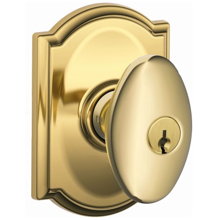 A large image of the Schlage F51A-SIE-CAM Lifetime Polished Brass