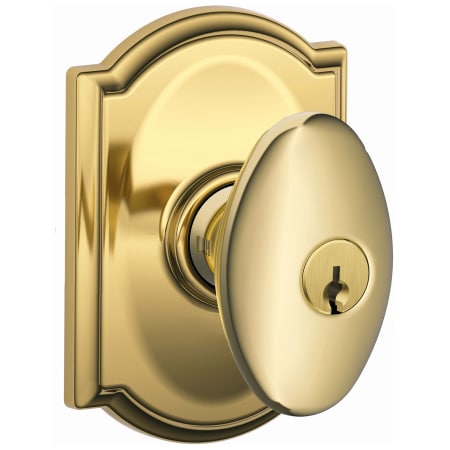 A large image of the Schlage F51A-SIE-CAM Polished Brass