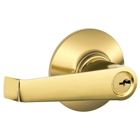 A large image of the Schlage F51-ELA Polished Brass