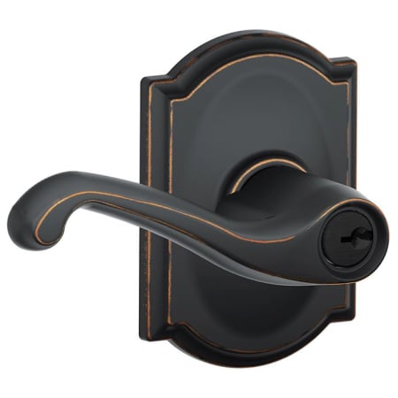 A large image of the Schlage F51-FLA-CAM-LQ Aged Bronze