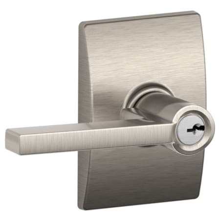 A large image of the Schlage F51-LAT-CEN Satin Nickel