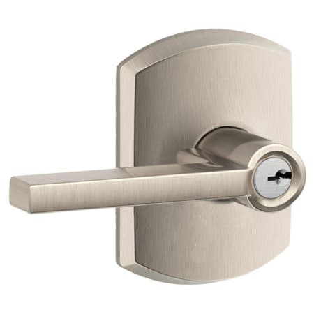 A large image of the Schlage F51-LAT-GRW Satin Nickel