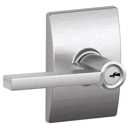A large image of the Schlage F51-LAT-CEN Satin Chrome