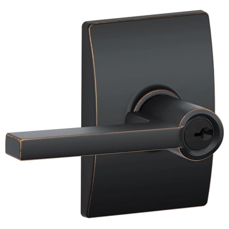 A large image of the Schlage F51-LAT-CEN Aged Bronze