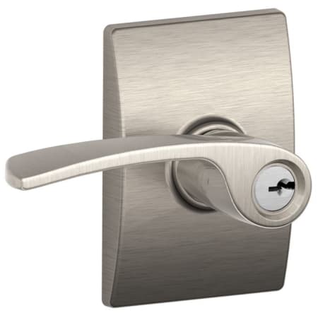 A large image of the Schlage F51-MER-CEN Satin Nickel