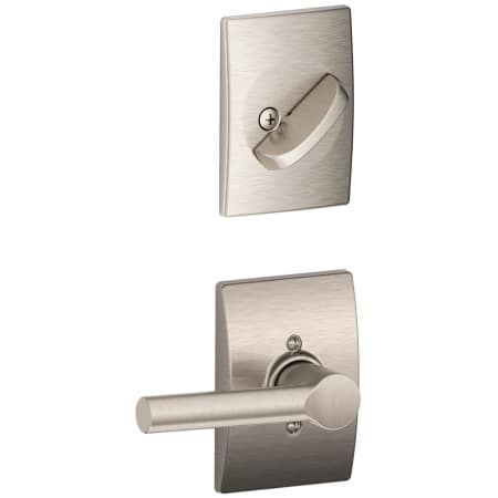 A large image of the Schlage F59-BRW-CEN Satin Nickel