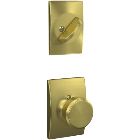 A large image of the Schlage F59-BWE-CEN Satin Brass