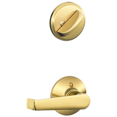 A large image of the Schlage F59-ELA Polished Brass