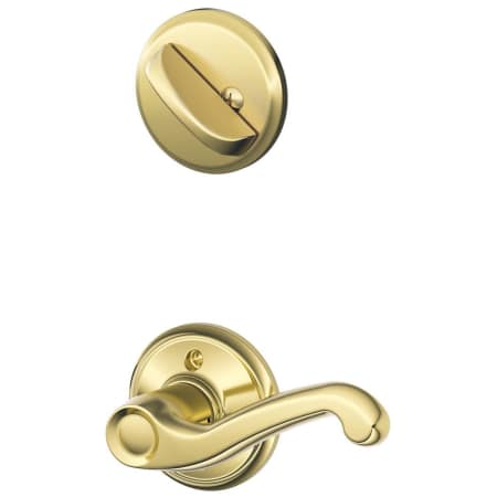 A large image of the Schlage F59-FLA-LH Polished Brass