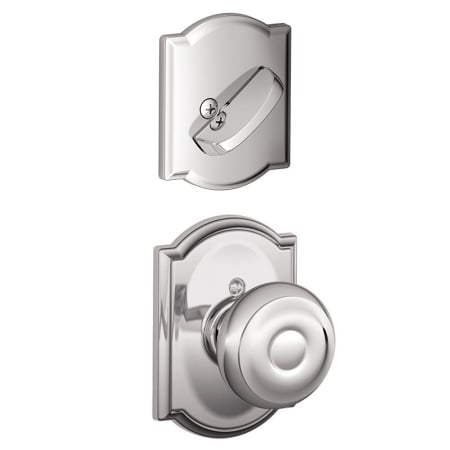 A large image of the Schlage F94-GEO-CAM Bright Chrome