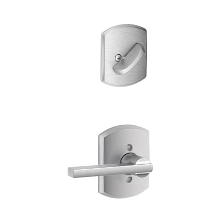 A large image of the Schlage F59-LAT-GRW Satin Chrome