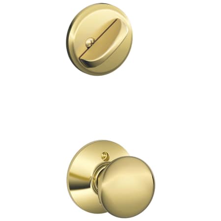 A large image of the Schlage F59-PLY Polished Brass