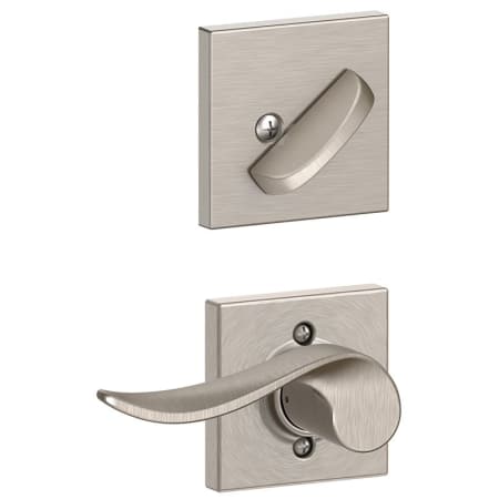 A large image of the Schlage F59-SAC-COL-RH Satin Nickel