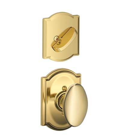 A large image of the Schlage F59-SIE-CAM Polished Brass