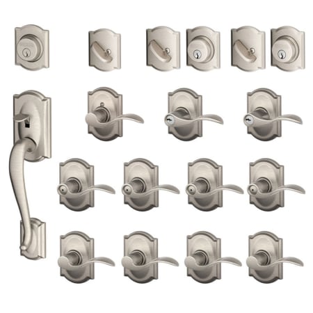 A large image of the Schlage F600-CAM-ACC-LH Satin Nickel