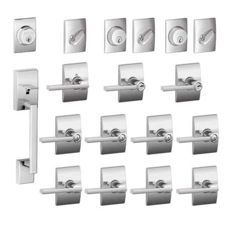 A large image of the Schlage F600-CEN-LAT Bright Chrome