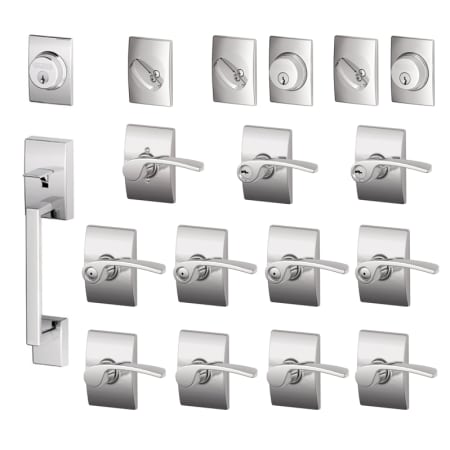 A large image of the Schlage F600-CEN-MER-LH Bright Chrome