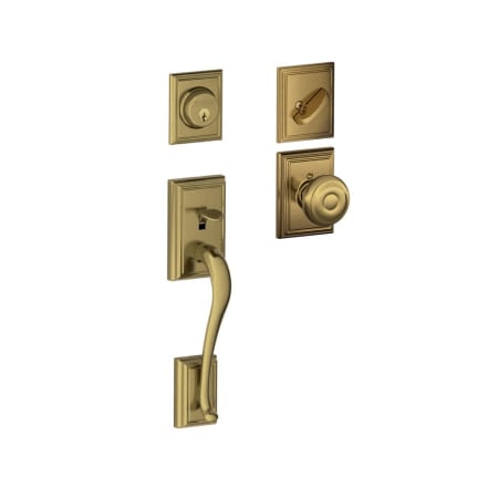 A large image of the Schlage F60-ADD-GEO-ADD Antique Brass