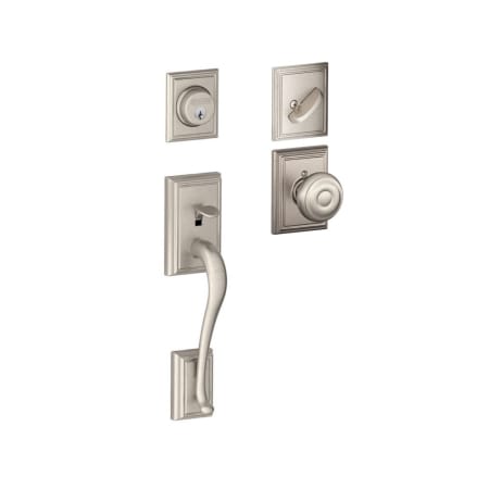 A large image of the Schlage F60-ADD-GEO-ADD Satin Nickel
