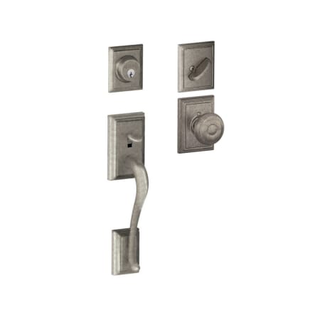 A large image of the Schlage F60-ADD-GEO-ADD Distressed Nickel