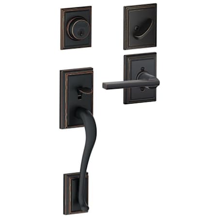A large image of the Schlage F60-ADD-LAT-ADD Aged Bronze