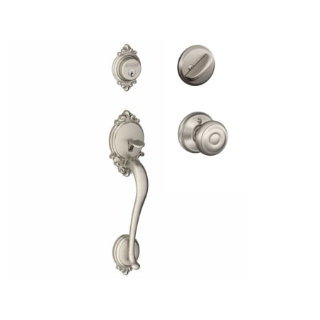 A large image of the Schlage F60-BRK-GEO Satin Nickel