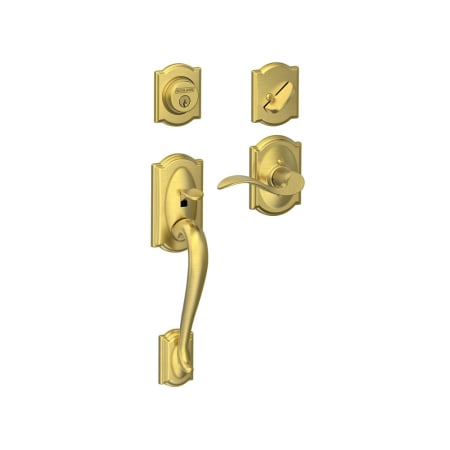A large image of the Schlage F60-CAM-ACC-CAM-LH Satin Brass