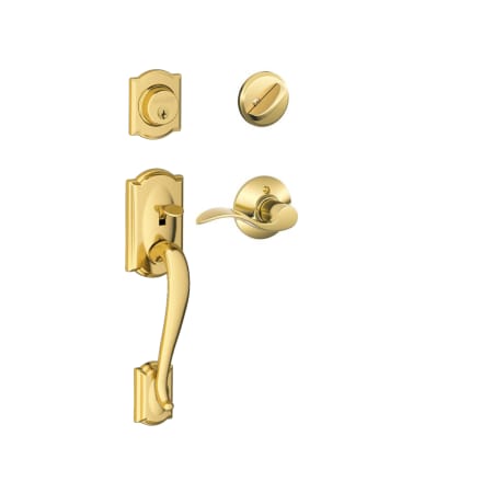 A large image of the Schlage F60-CAM-ACC-LH Polished Brass