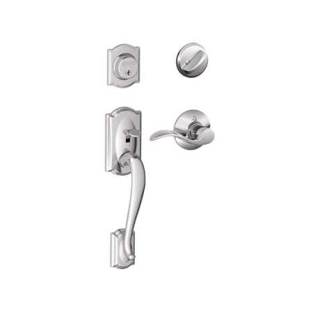 A large image of the Schlage F60-CAM-ACC-LH Polished Chrome