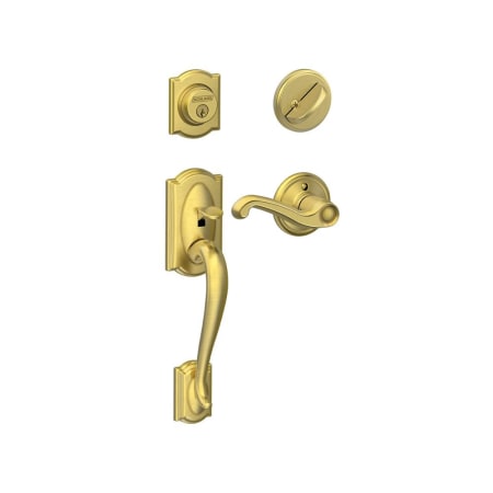 A large image of the Schlage F60-CAM-FLA-LH Satin Brass