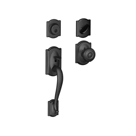 A large image of the Schlage F60-CAM-GEO-CAM Matte Black