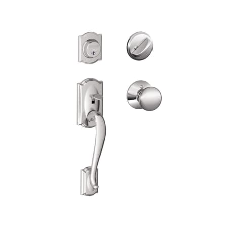 A large image of the Schlage F60-CAM-PLY Polished Chrome