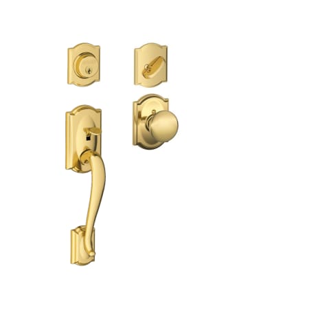 A large image of the Schlage F60-CAM-PLY-CAM Polished Brass