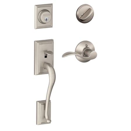 A large image of the Schlage F60-CEN-ACC-LH Satin Nickel