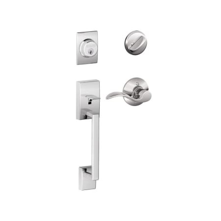 A large image of the Schlage F60-CEN-ACC-LH Polished Chrome