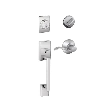 A large image of the Schlage F60-CEN-ACC-LH Satin Chrome