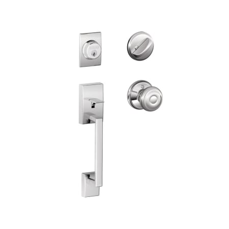 A large image of the Schlage F60-CEN-GEO Polished Chrome