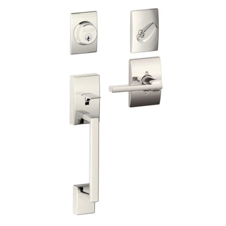 A large image of the Schlage F60-CEN-LAT-CEN Polished Nickel