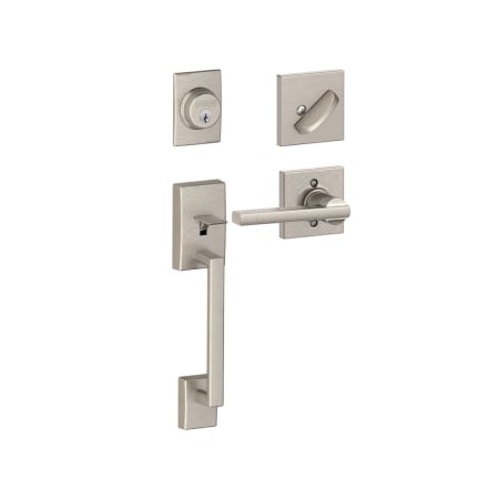 A large image of the Schlage F60-CEN-LAT-COL Satin Nickel