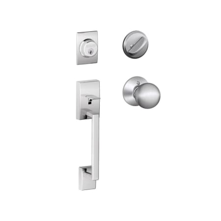 A large image of the Schlage F60-CEN-ORB Satin Chrome