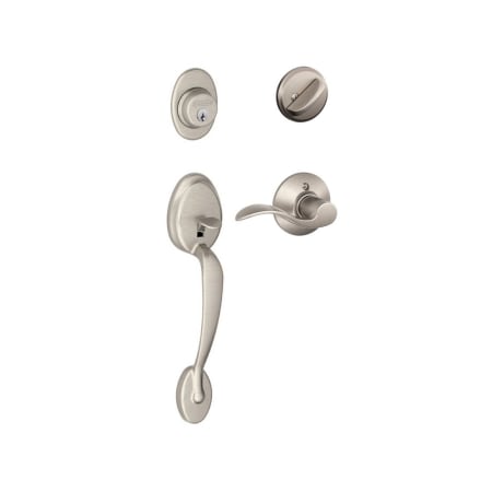 A large image of the Schlage F60-PLY-ACC-LH Satin Nickel
