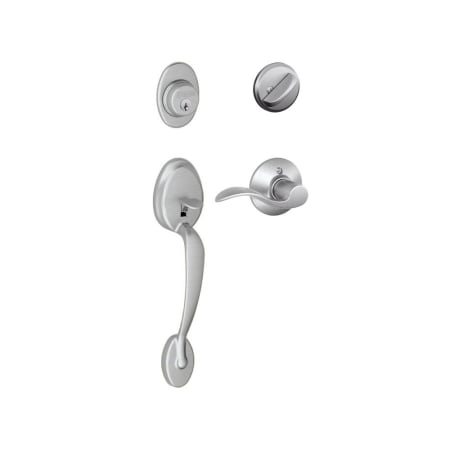 A large image of the Schlage F60-PLY-ACC-RH Satin Chrome