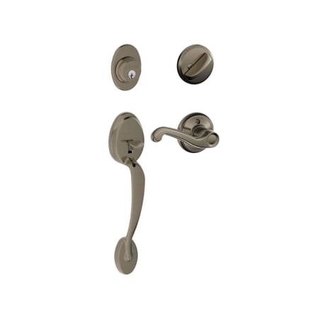A large image of the Schlage F60-PLY-FLA-RH Antique Pewter