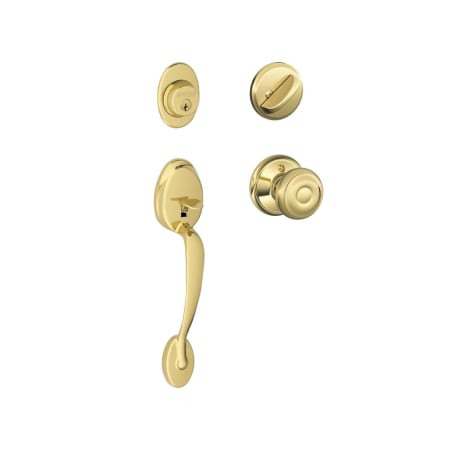 A large image of the Schlage F60-PLY-GEO Polished Brass