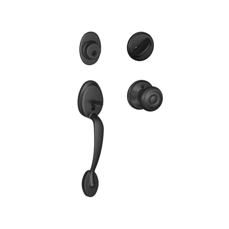A large image of the Schlage F60-PLY-GEO Matte Black