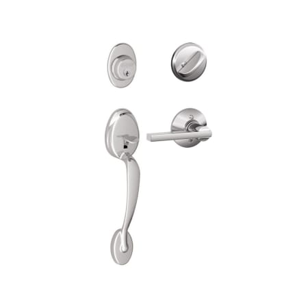 A large image of the Schlage F60-PLY-LAT Polished Chrome