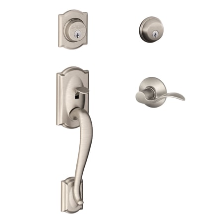 A large image of the Schlage F62-CAM-ACC-LH Satin Nickel