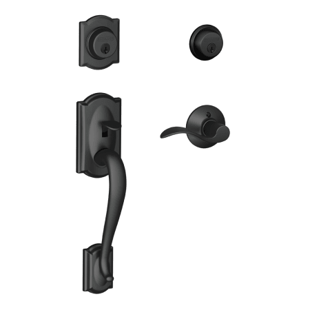 A large image of the Schlage F62-CAM-ACC-RH Matte Black